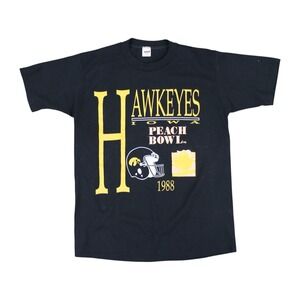 Vintage 1988 Iowa Hawkeyes Peach Bowl T-Shirt Black Size Large